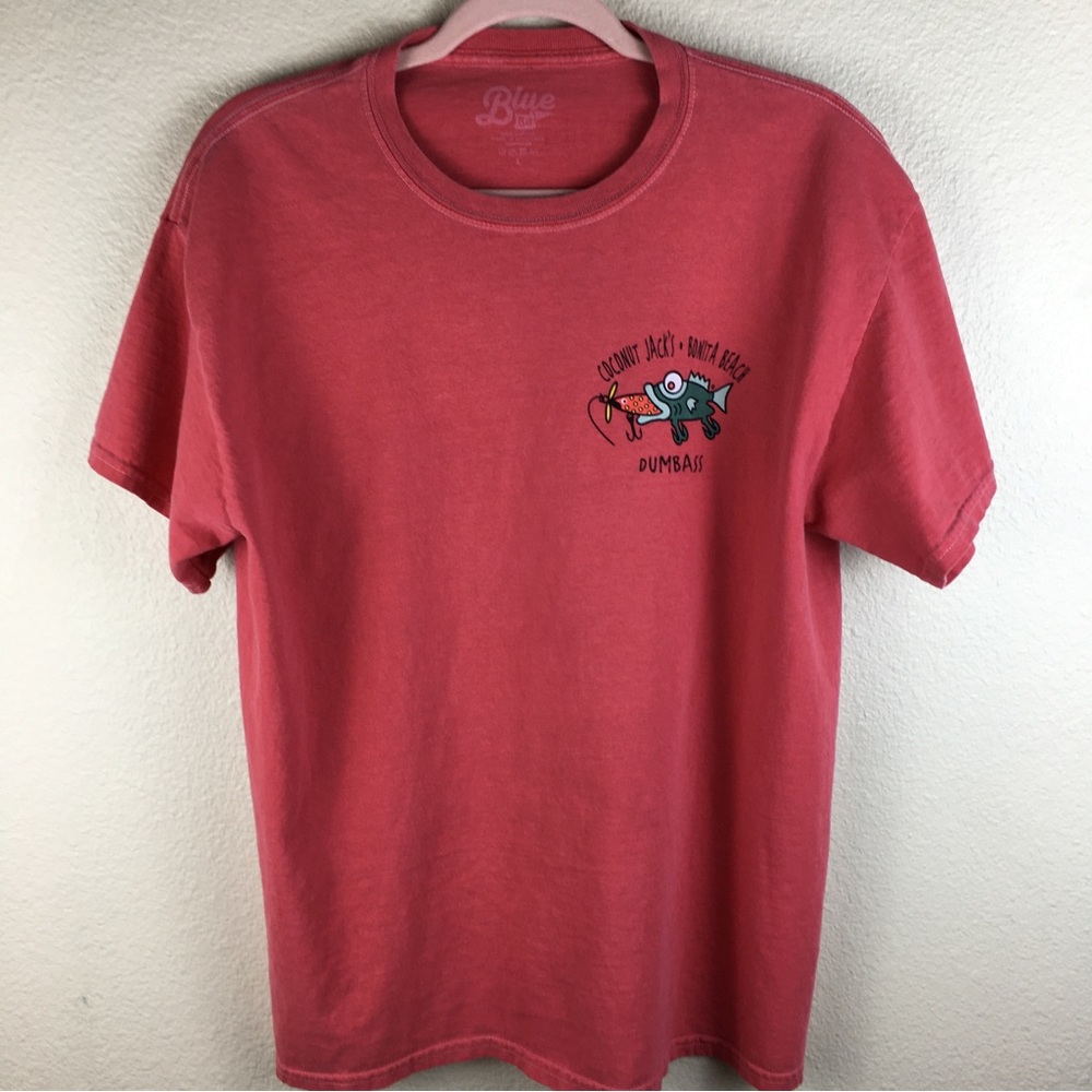 Blue84 Women's Coral Color Short Sleeve Tee Fish Graphic Size L